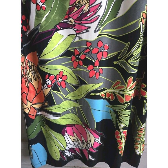 Chico’s Floral Print Shift Dress Women's Medium Tan  Kimono Sleeves Graphic NWT - Picture 6 of 10